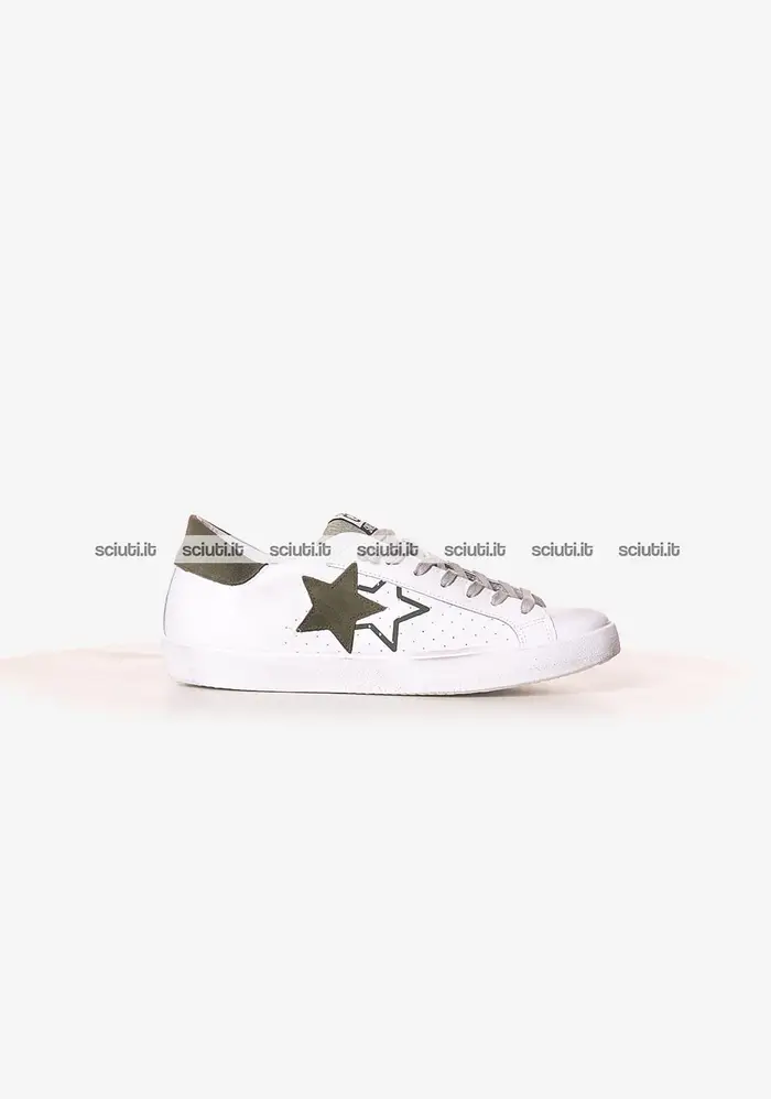Scarpe 2star uomo bianco verde scuro Prime star