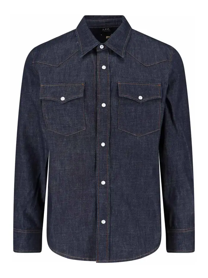 A P C Camicia In Denim Blu