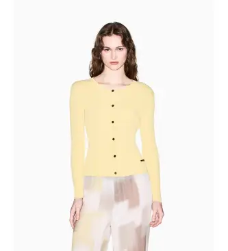 A|X Armani Exchange per donna XW001899AF10352U2149 Cardigan giallo con parte anteriore, Casual, Classico, Viscosa