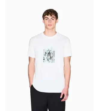 A|X Armani Exchange per uomo XM002214AF10356U0009 Maglietta bianca casual premium, Bianco, Cotone, Manica corta