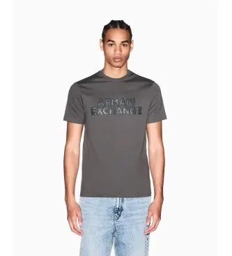 A|X Armani Exchange per uomo XM002413AF10361U8144 T-shirt grigia Slim Macro, Casual, Grigio, Cotone, Manica corta