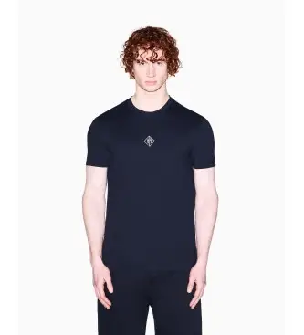 A|X Armani Exchange per uomo XM002454AF10358UB101 T-shirt blu navy con design, Casual, Cotone, Manica corta