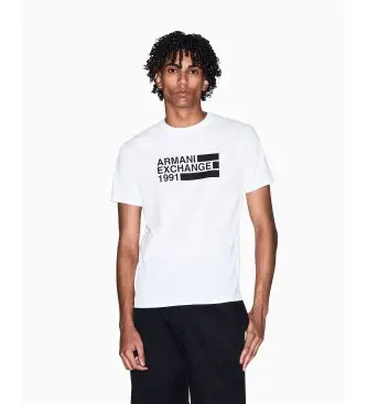 A|X Armani Exchange per uomo XM002788AF10356U0009 T-shirt bianca con logo, Bianco, Casual, Cotone, Manica corta