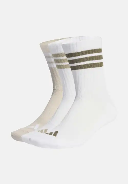 adidas performance Calzini (3 paia) 3-Stripes Cushioned Sportswear Crew bianchi e beige da uomo