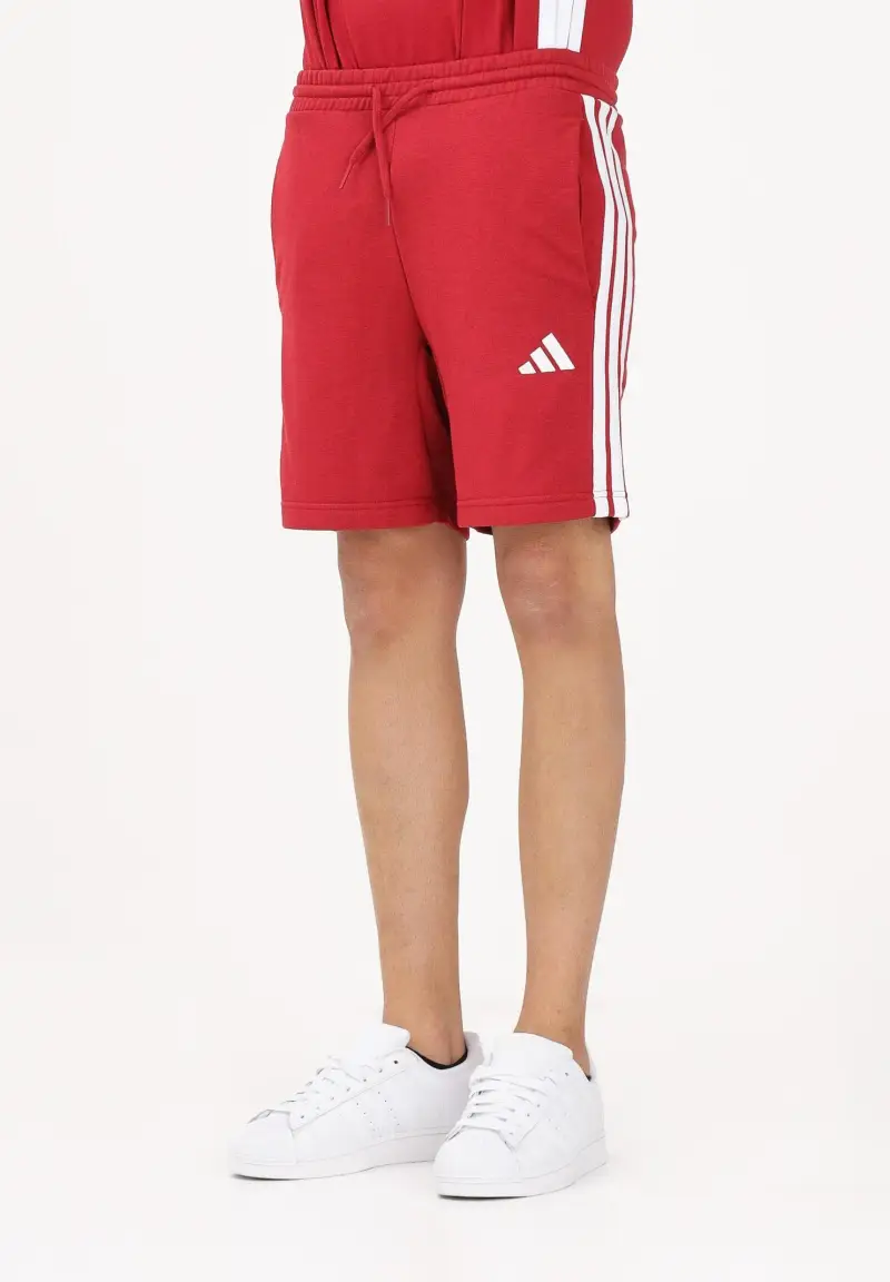 adidas performance Shorts sportivo Essentials 3-Stripes French Terry rosso da uomo