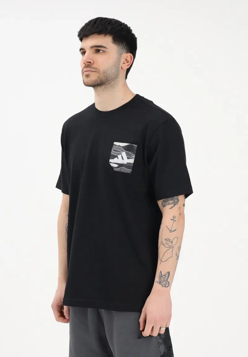 adidas performance T-shirt a manica corta CAMO WOVEN POCKET GRAPHIC nera da uomo