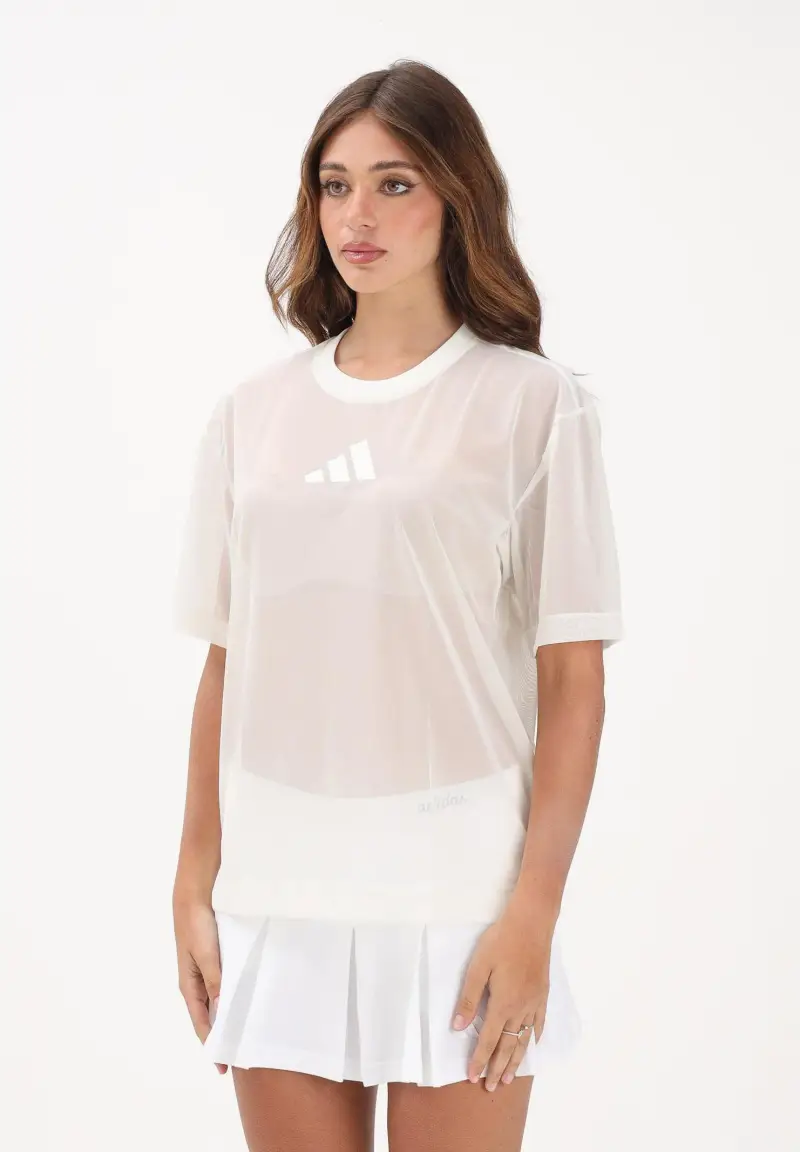 adidas performance T-shirt a manica corta Soft Lux Mesh panna da donna