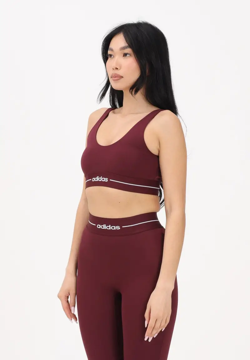 adidas performance Top sportivo Hyperglam Light Support bordeaux da donna