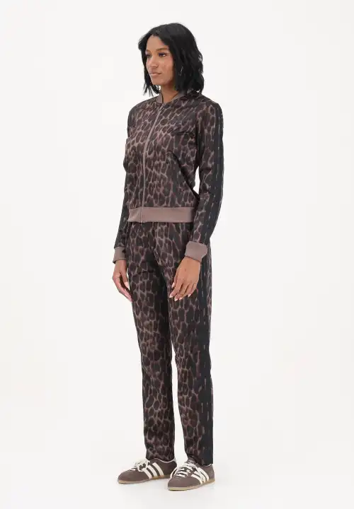 adidas performance Tuta Essentials 3 Stripes Animal AOP marrone da donna