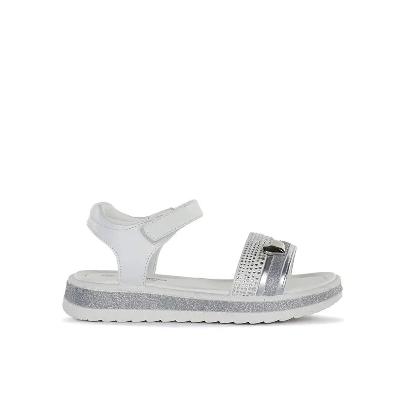 ALESYA GIRL Sandali argento da bambina con dettaglio glitter e cinturino con velcro