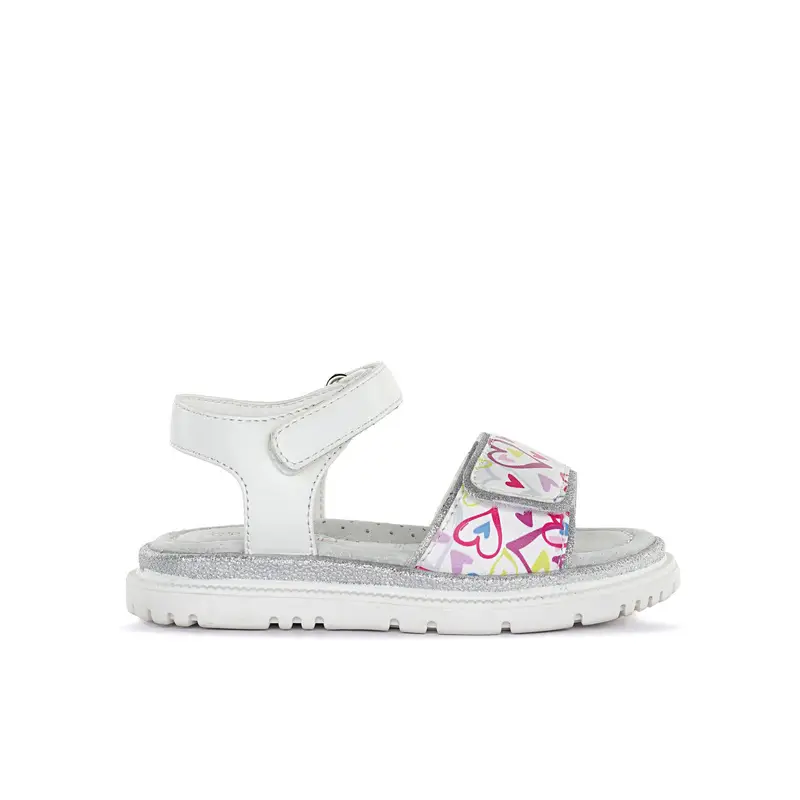 ALESYA GIRL Sandali bianchi da bambina con dettaglio cuori e cinturini con velcro