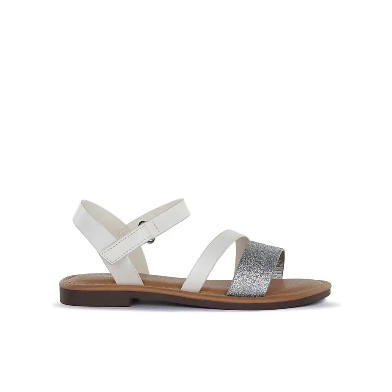 ALESYA GIRL Sandali bianchi da bambina con dettaglio glitter e cinturino con velcro