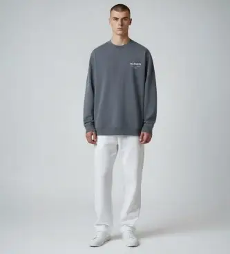 ALL SAINTS per uomo M033NB Felpa Underground, Blu, Casual, Grigio, Cotone, Manica lunga