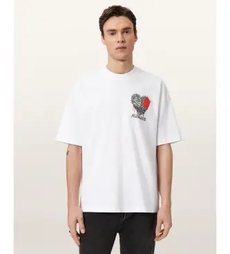 ALL SAINTS per uomo M042PE Maglietta bianca casta, Bianco, Casual, Cotone, Manica corta