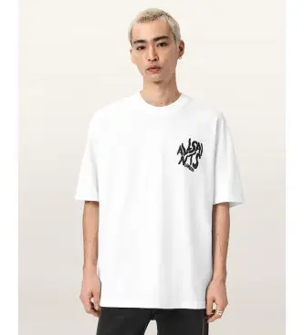 ALL SAINTS per uomo M066PC Maglietta bianca di Orlando, Bianco, Casual, Cotone, Manica corta