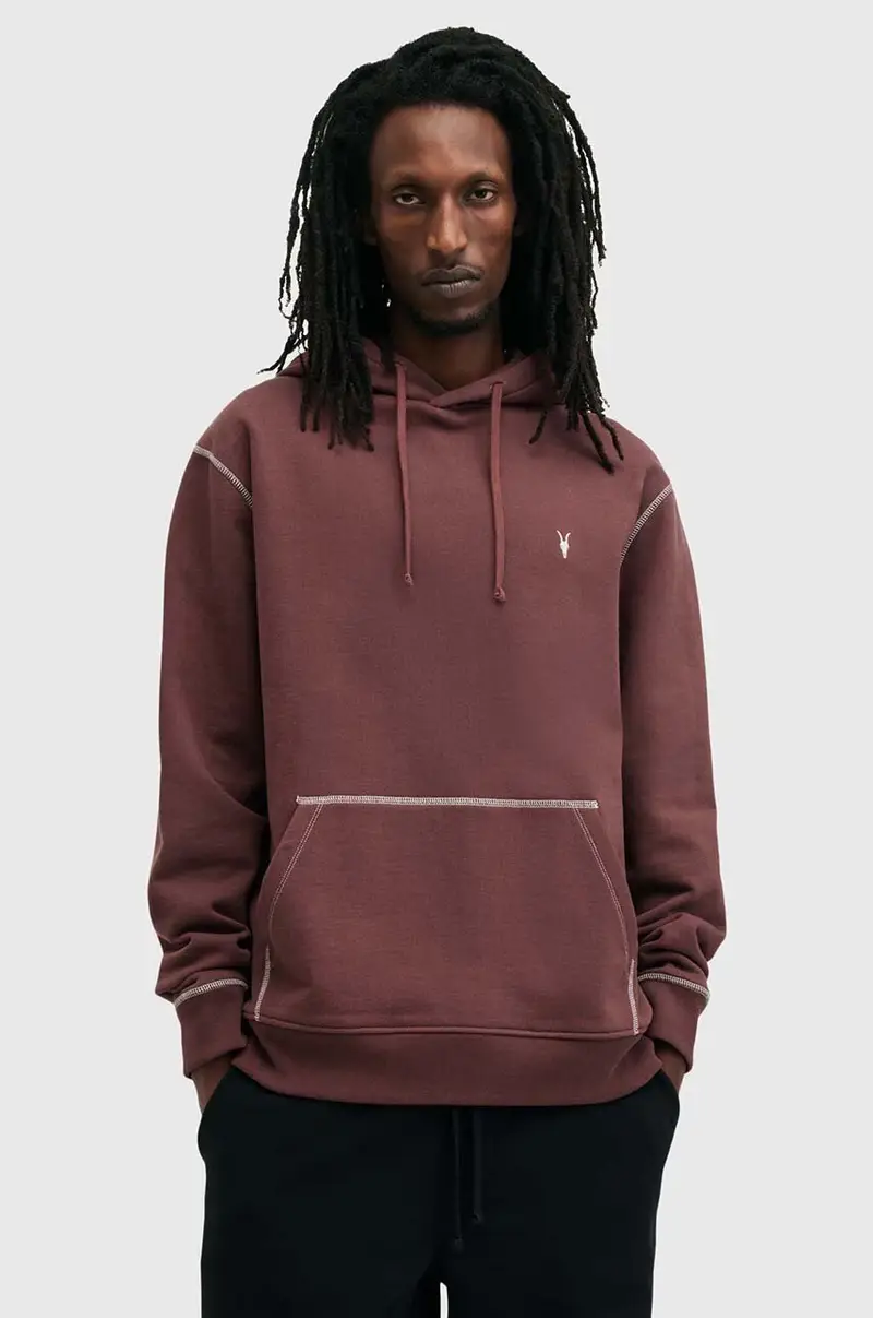 AllSaints felpa in cotone AMIR Granata