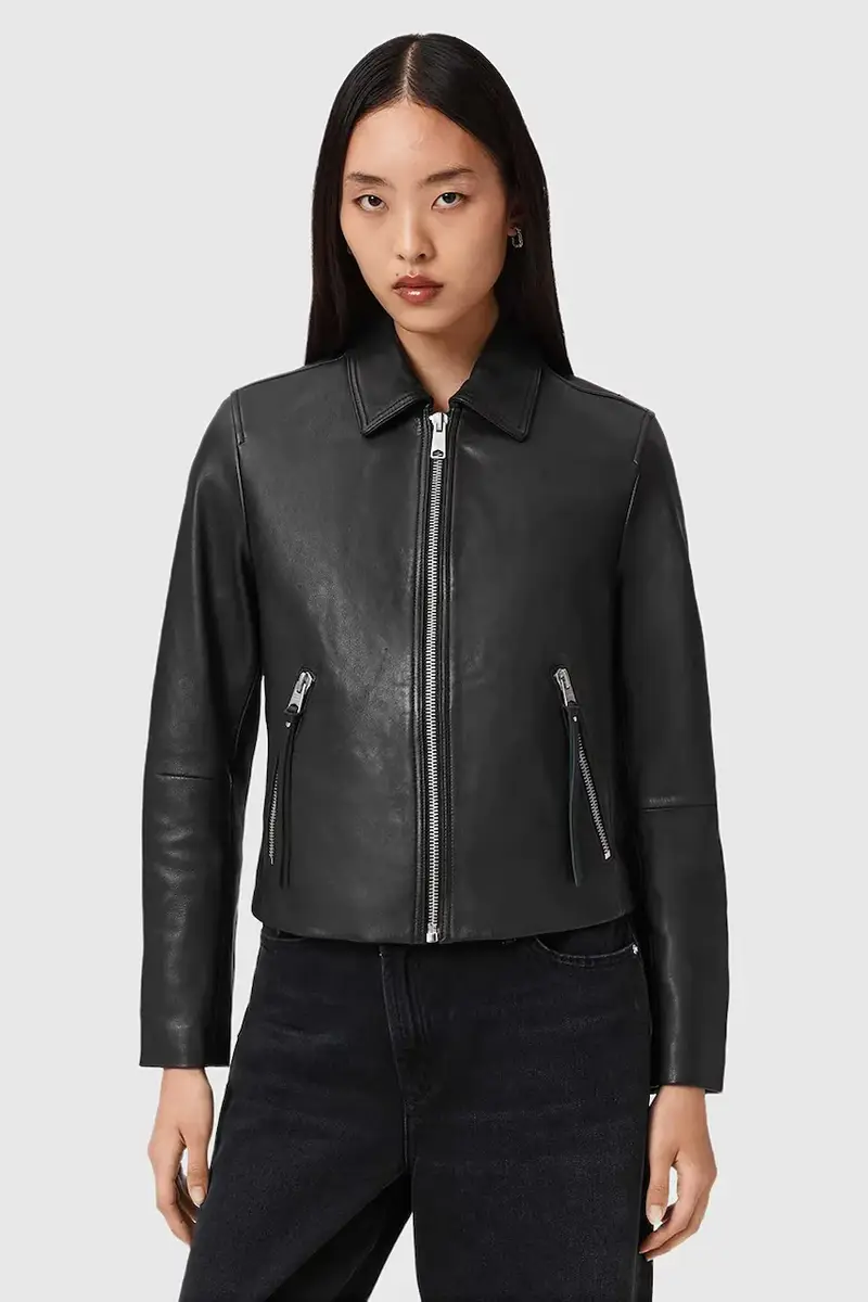 AllSaints giacca in pelle Nero