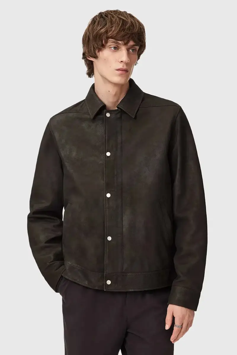 AllSaints giacca in pelle scamosciata Marrone