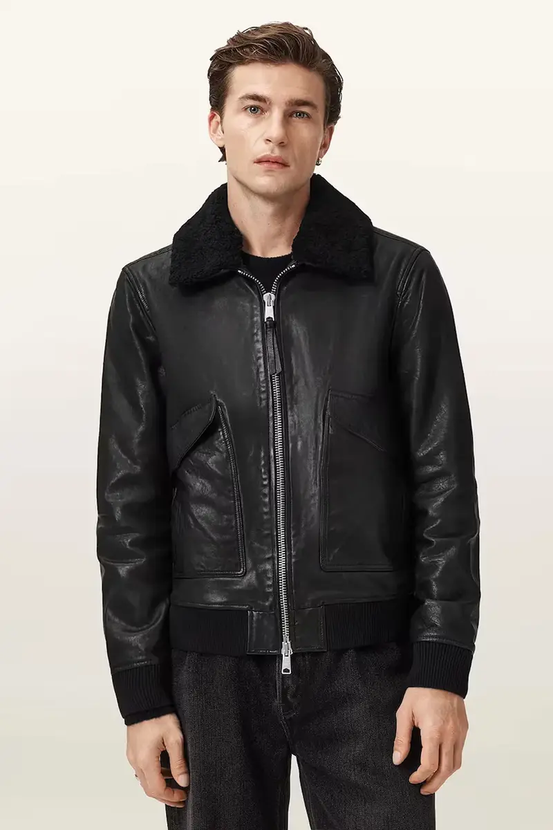 AllSaints giacca in pelle VAUCLUSE Nero