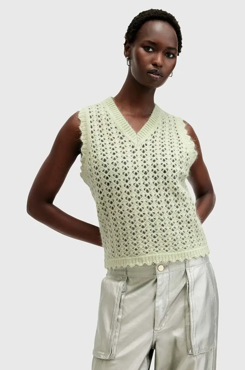 AllSaints gilè in lana VIVIAN TANK Verde