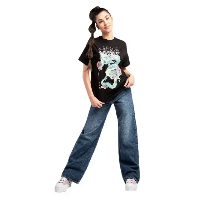 Maglietta da donna Alpha Industries Heritage Dragon OS Noir