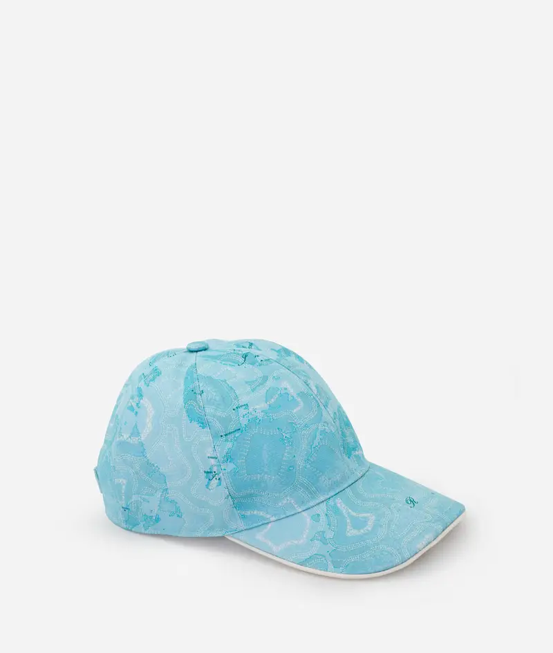 Alviero Martini Pacific Geo cappellino da baseball in canvas Acquamarina