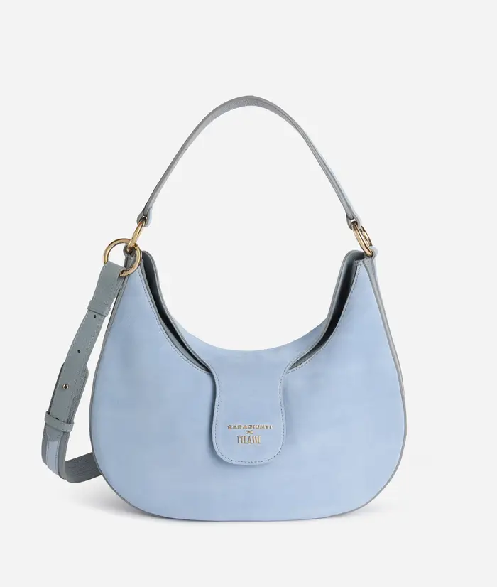 Alviero Martini Saragiunti x 1ᴬ Classe sottospalla grande in pelle scamosciata Azzurro Polvere