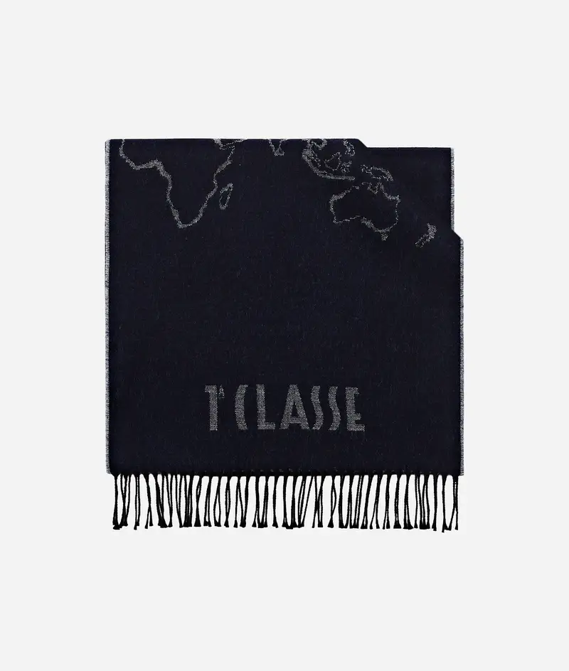 Alviero Martini Sciarpa Geo Filetto 40x170 Blu Cobalto