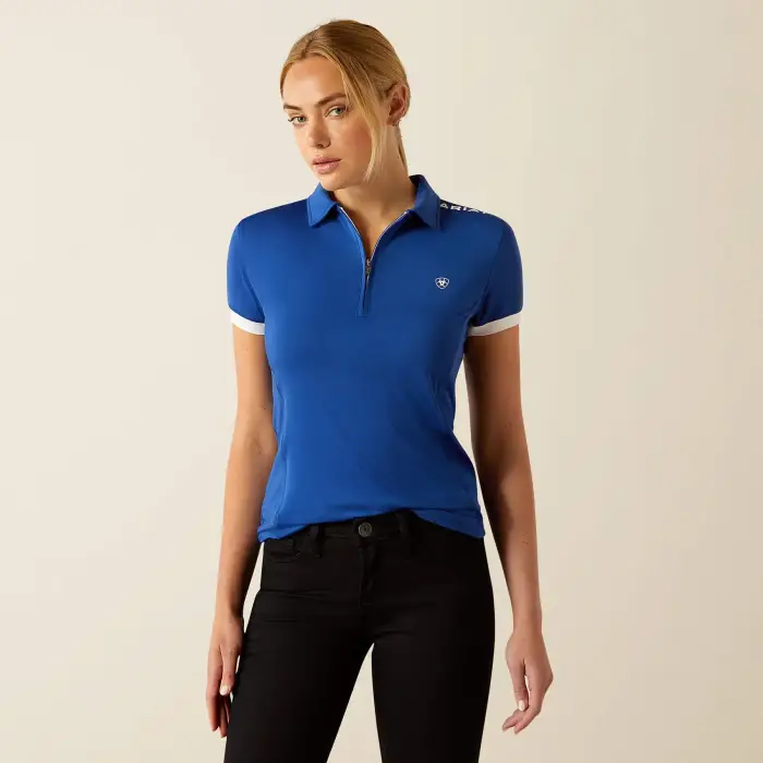 Polo da equitazione 1/4 di zip donna Ariat Bandera Team Bleu