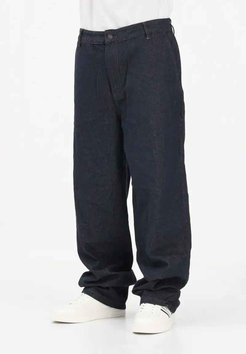 Armani Exchange Jeans in denim blu da uomo con tasca a contrasto