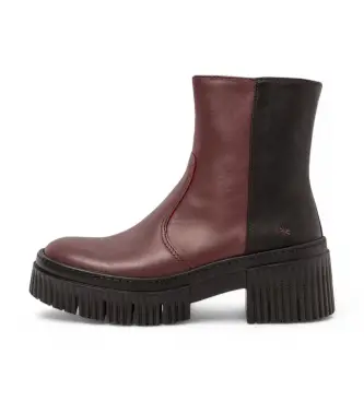 per donna 1137411PD003_008 1374 York Stivaletti in pelle bordeaux e nero (40), 3 a 5cm, Cerniera, Casual