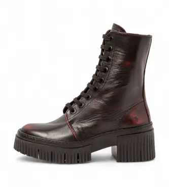 per donna 1137513F4003_008 Stivali in pelle granata York 1375 (42), 3 a 5cm, Stringhe, Casual Rosso