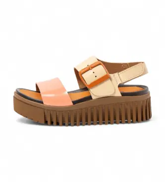 per donna 1157831F4003_0MU Sandali in pelle 1578 Brighton corallo (42), 3 a 5cm, Fibbia, Casual, Multicolore