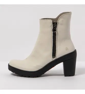 per donna 1175911ZZ003_020 Stivaletti in pelle bianco ghiaccio - altezza tacco 7,5 cm (42), Beige, Cerniera, Casual