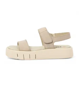 per donna 11854F324003_017 Sandali in pelle beige modello Malaga 1854F (42), 3 a 5cm, Velcro, Casual