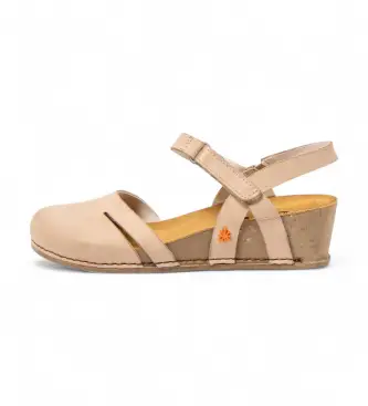 per donna 1193141ZZ003_020 Sandali in pelle beige Live 1931 (42), 3 a 5cm, Velcro, Casual