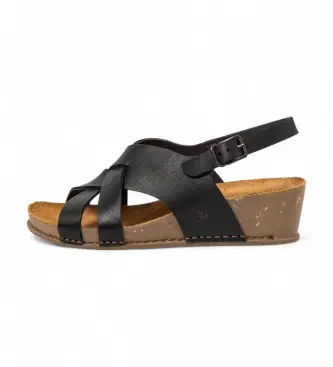 per donna 119341101003_001 Sandali in pelle nera Live del 1934 (42), Nero, 3 a 5cm, Fibbia, Casual