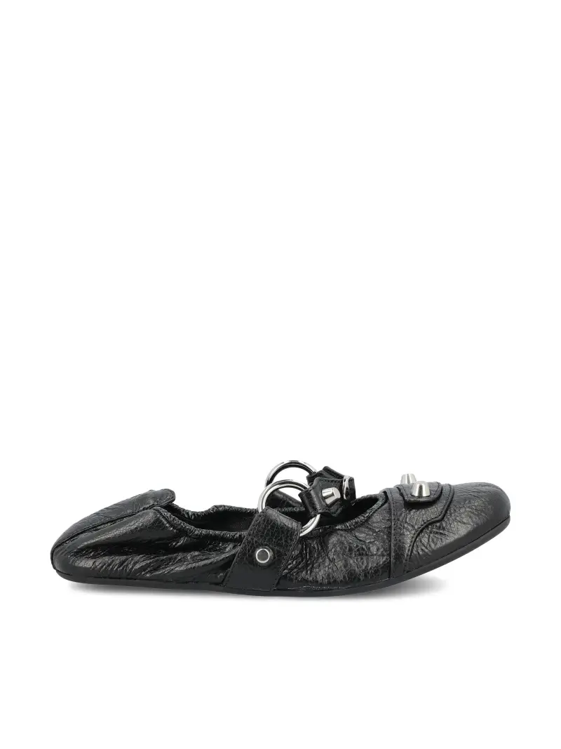 BALENCIAGA Ballerine City In Pelle Di Agnello Arena NERO