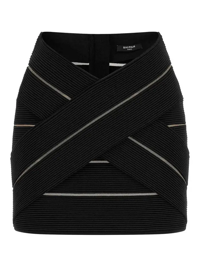 Balmain Gonna a vita a V Nero