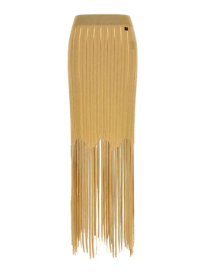Balmain Gonna con frange Beige