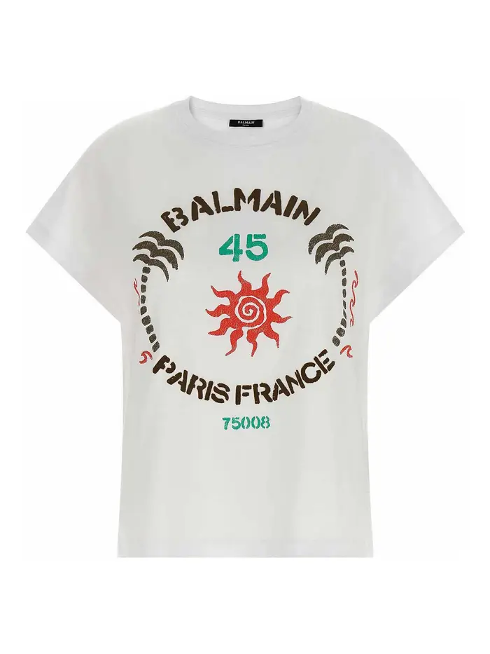 Balmain T-shirt con stampa Bianco