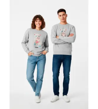 Barrow unisex F5BWUASW048 Felpa con logo grigio, Casual, Cotone