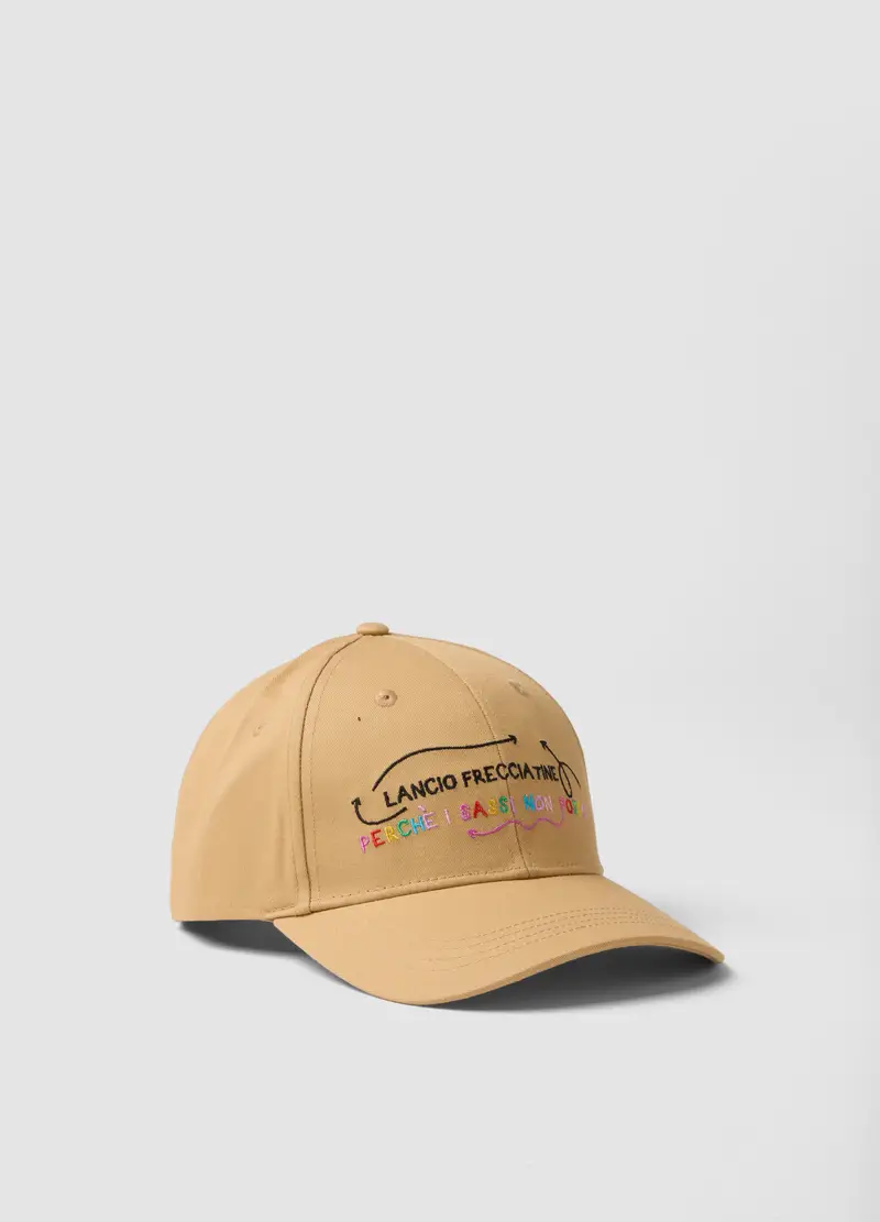 BERRETTI LICENZE Cappello Da Baseball In Puro Cotone Beige Con Scritta, Uomo, Beige
