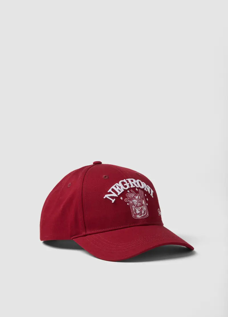 BERRETTI LICENZE Cappello Da Baseball In Puro Cotone Rosso Con Ricamo Negroni, Uomo, Rosso