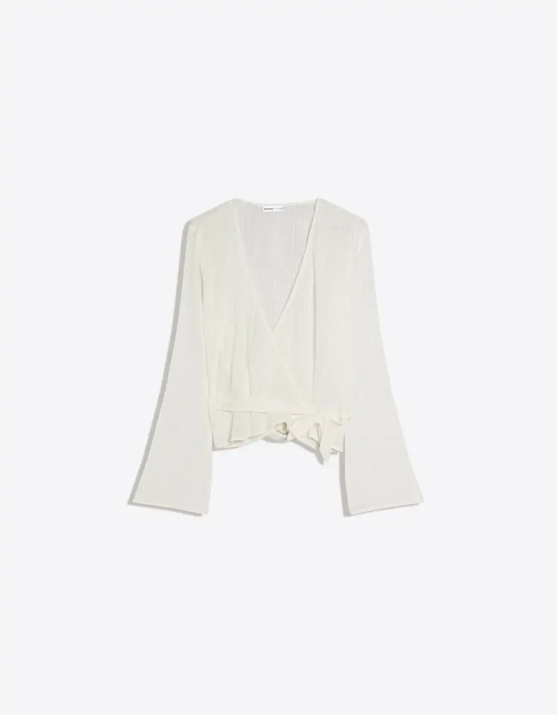 Bershka Camicetta Incrociata Stampata Donna Avorio