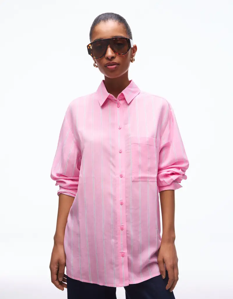 Bershka Camicia Oversize Fluida Donna Fucsia