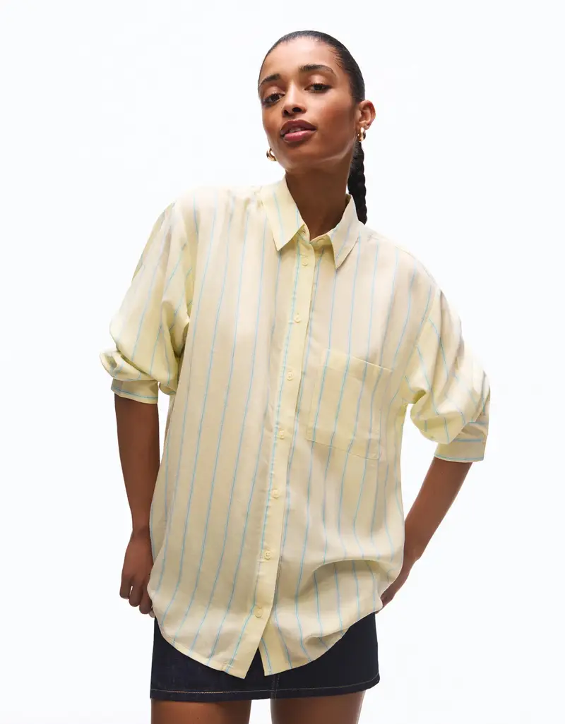 Bershka Camicia Oversize Fluida Donna Giallo