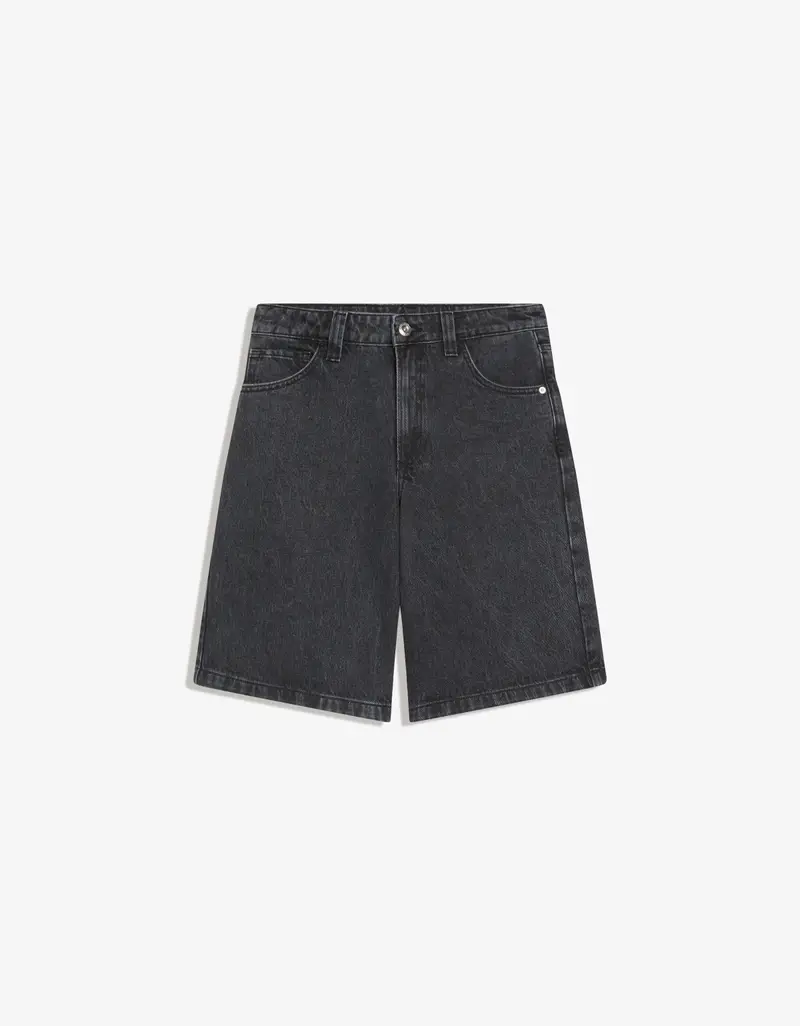 Bershka Shorts In Denim Baggy Fit Donna (Eur 32) Nero