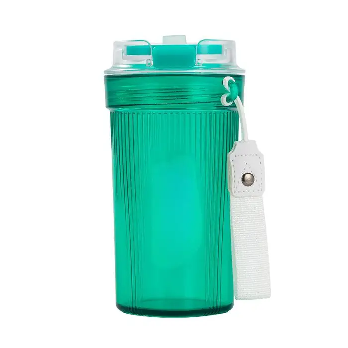 Tazze da Caffè in Plastica per Ragazzi e Ragazze, Trasparente di Alta Qualità, Grande Capacità, Corda Portatile, Resistenti alle Alte Temperature e Impermeabili 400ml verde