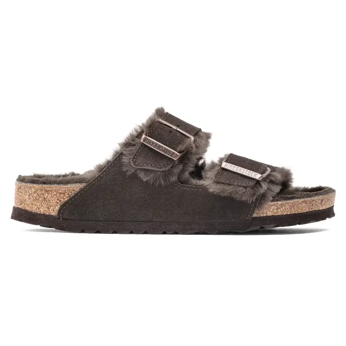 Sandali Birkenstock Arizona Suede Leather Fur Marron